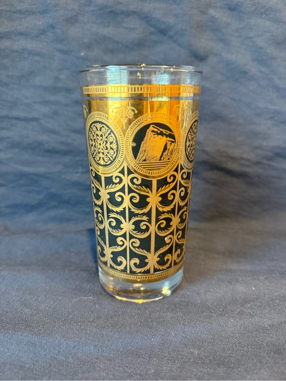 Vintage Libbey Glass Prudential Black Gold Tumbler